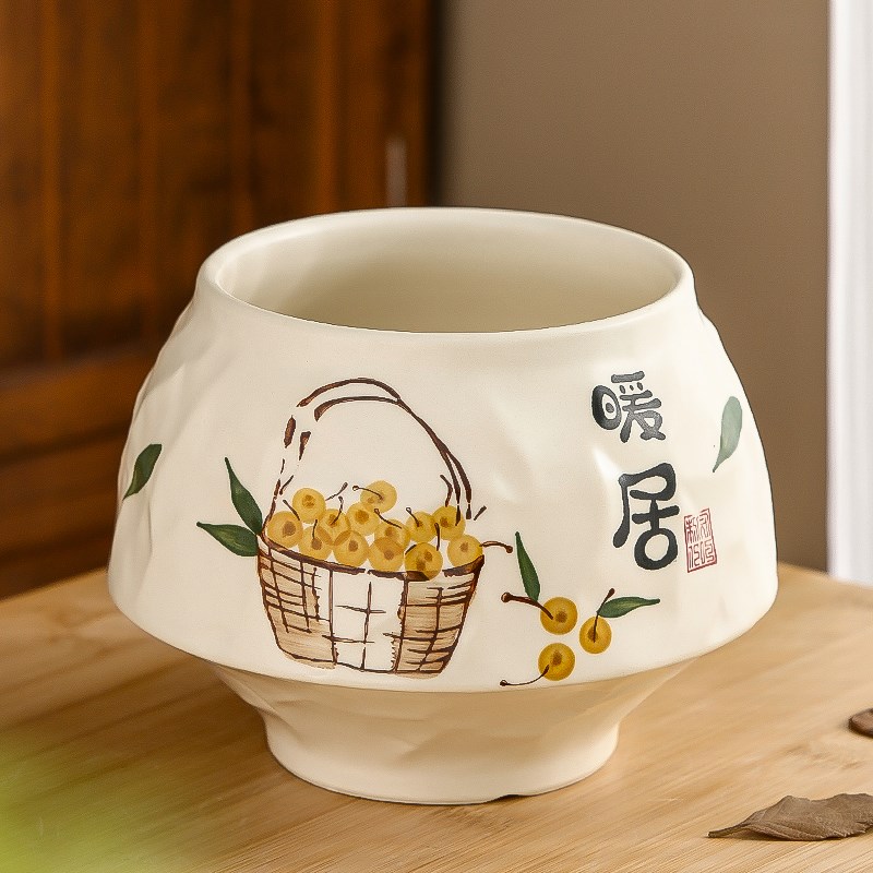 陶瓷花盆新中式简约家用奶油风创意桌面海棠M三角梅兰花专用盆花