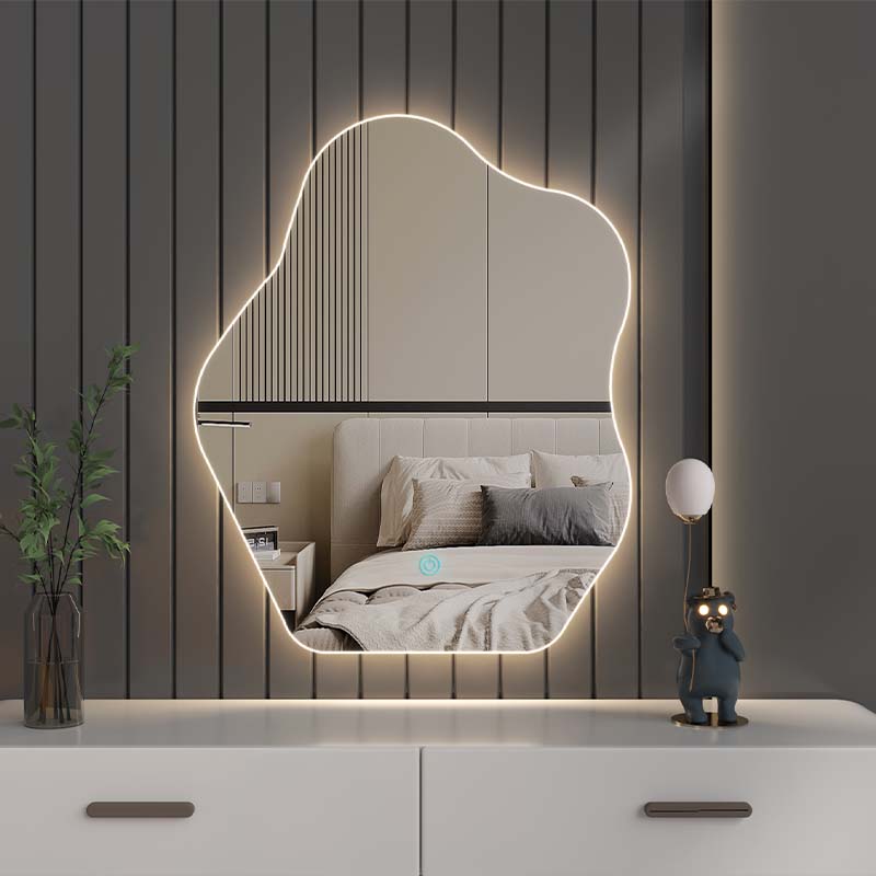 梳妆台镜子智f能挂墙式带灯发光壁挂卧室异形梳妆镜云朵化妆镜