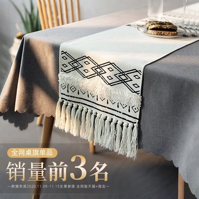 高端餐桌桌旗北欧简约长条桌布高档茶几风日式R装饰布条0415