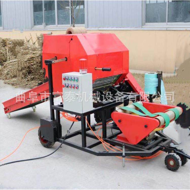 农用青贮饲料打捆包膜机 水稻秸秆圆捆机 牛羊饲料全自动包膜机