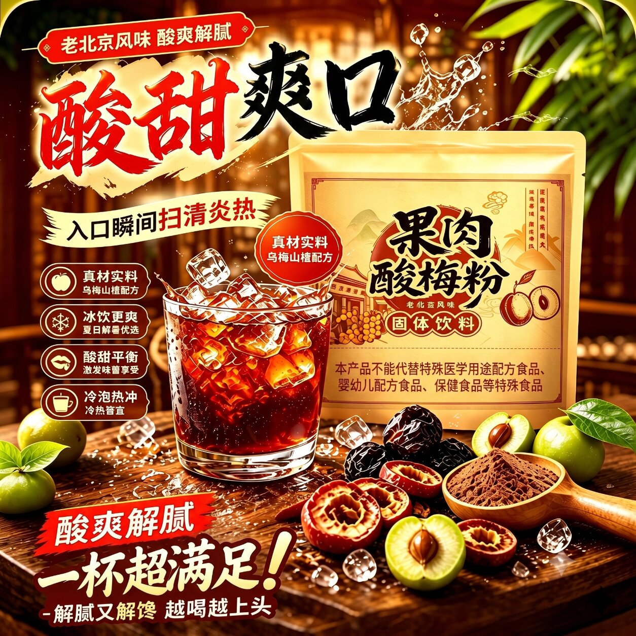 果肉酸梅粉正宗酸梅汤真果肉酸梅粉冲饮老北京风味官方旗舰店
