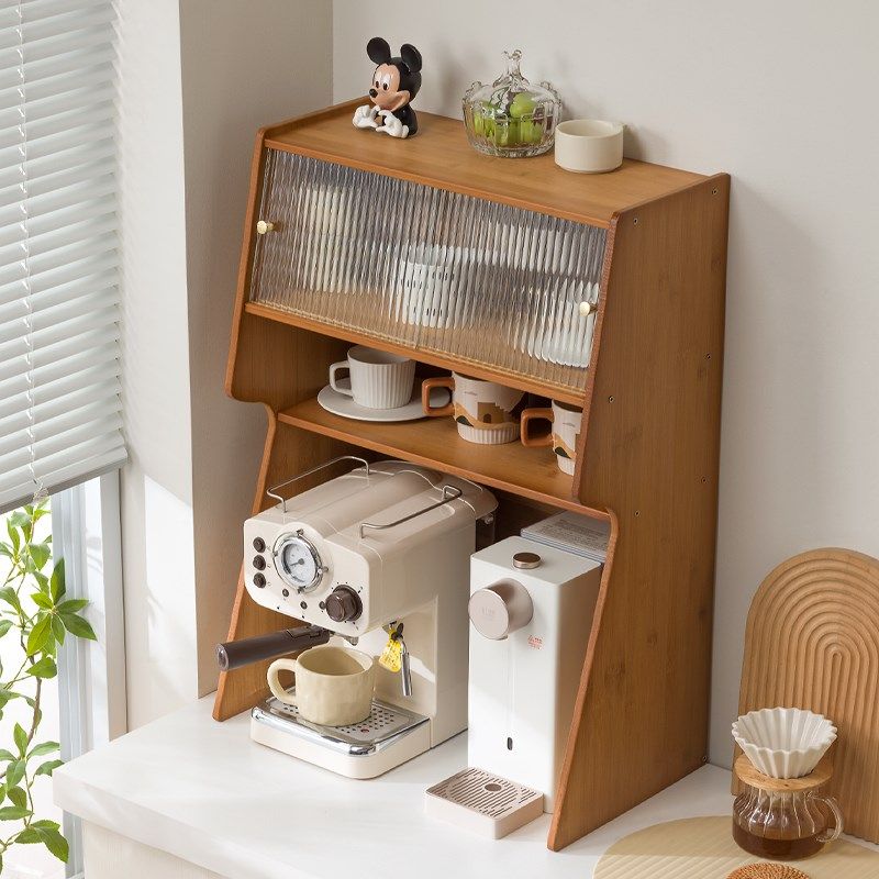 杯子收纳置物架桌面餐边t咖啡机水壶置物柜子多层防尘水杯茶具杯
