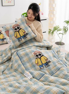A类抱枕被子两用全棉水洗棉y汽车靠枕折叠空调被多功能夏凉被