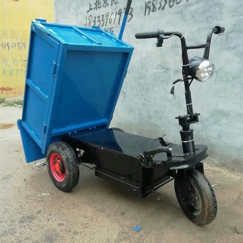 工地电动三轮车进电梯灰斗车室内拉砂浆混泥O土运输车养殖农用车