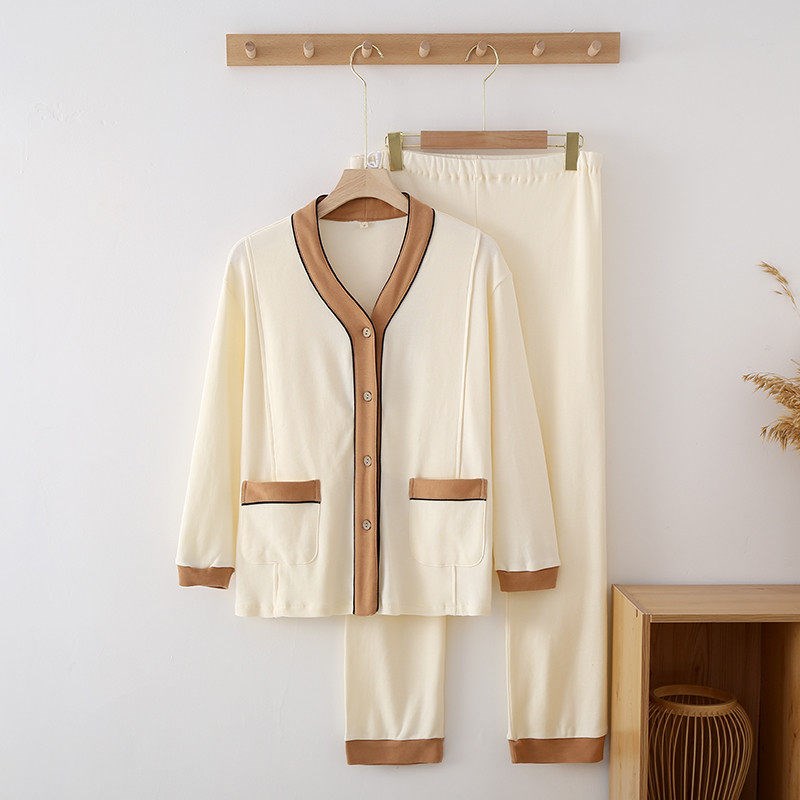 春秋纯棉月子服哺乳产后孕妇睡衣托腹可调节全棉喂奶待产孕期汗布