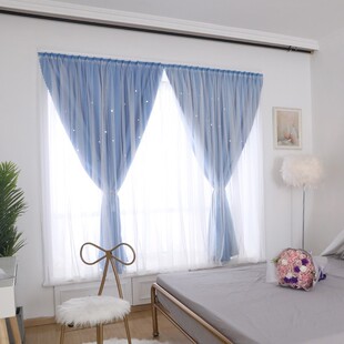 阳台半截窗帘2021年新款 半帘魔术贴 主卧飘窗沙窗帘M免钉纱帘短款