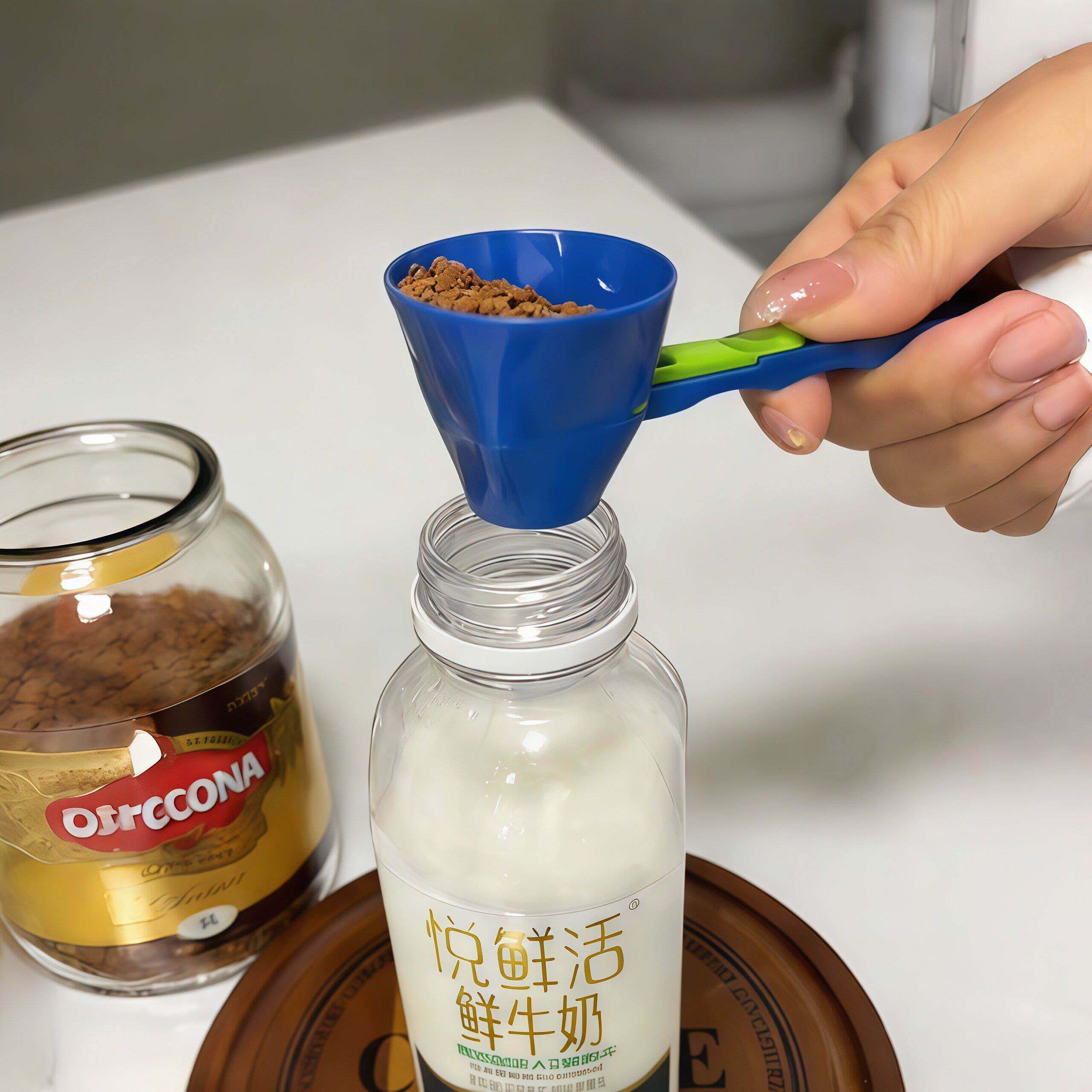 定量挖取！咖啡滑动量勺迷你咖啡过滤漏斗咖啡器具蛋白粉防漏勺子