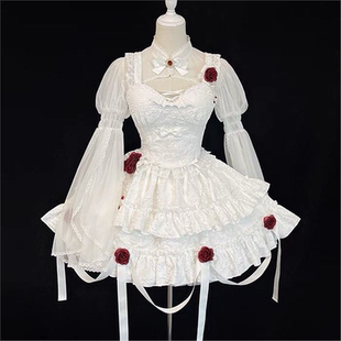 防晒网纱衬衫 新款 短款 哥特姬袖 送领结 Lolita泣血玫瑰