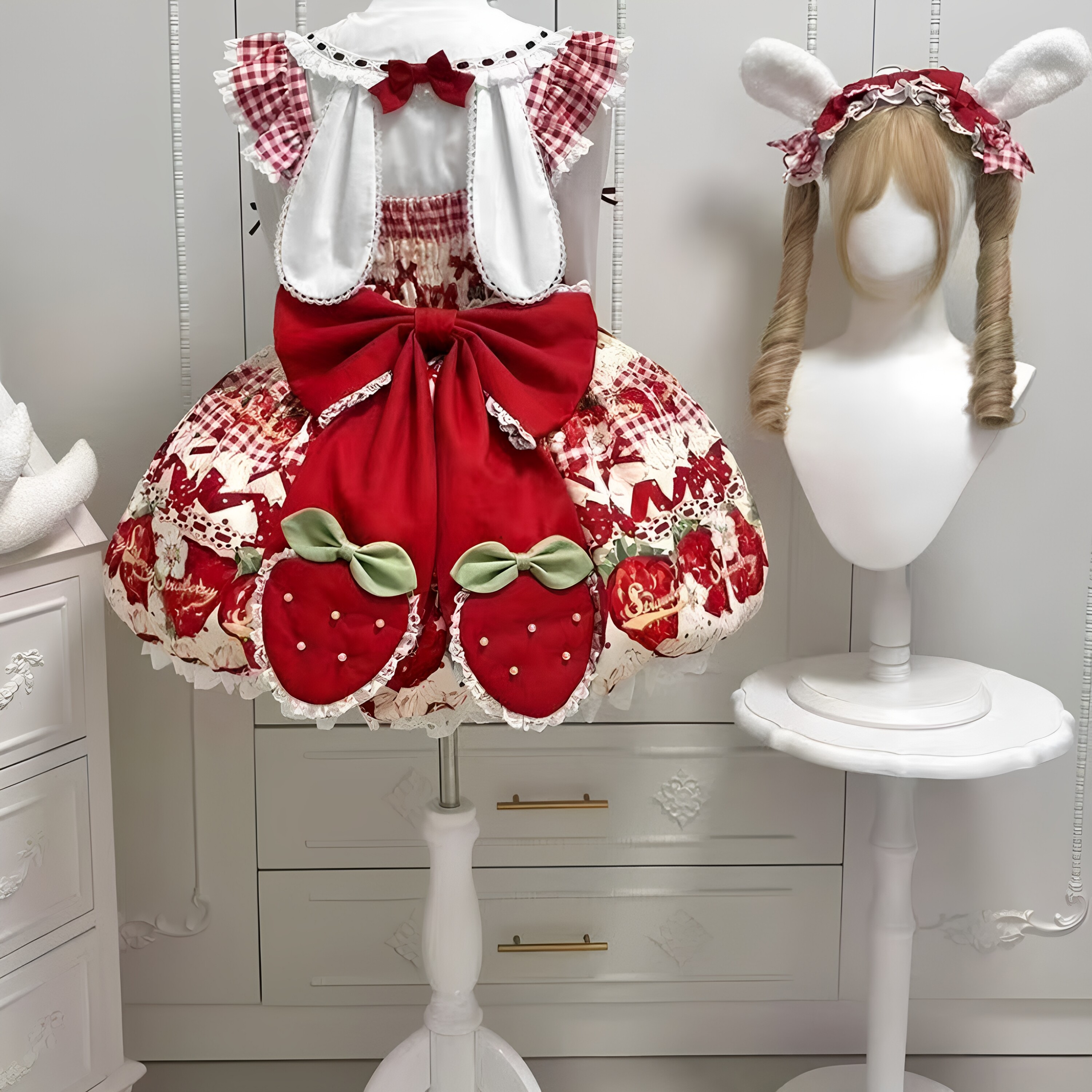 洛丽塔裙原创草莓lolita花苞裙甜美可爱jsk公主显瘦套装礼服现货