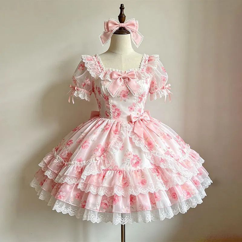 粉色可爱lolita花嫁聚会洋装洛丽塔软妹大小姐公主裙二次元cos服