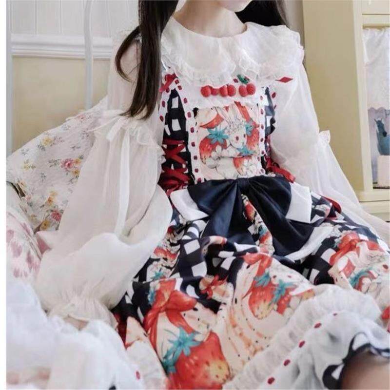 洛丽塔内搭海军领长袖秋季Lolita专属透明甜美元气百搭雪纺衬衫