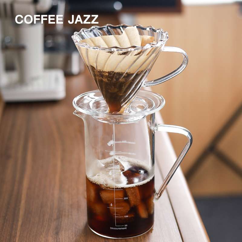 咖啡壶带刻度滴滤式手冲咖啡器具滤杯 耐热玻璃分享壶