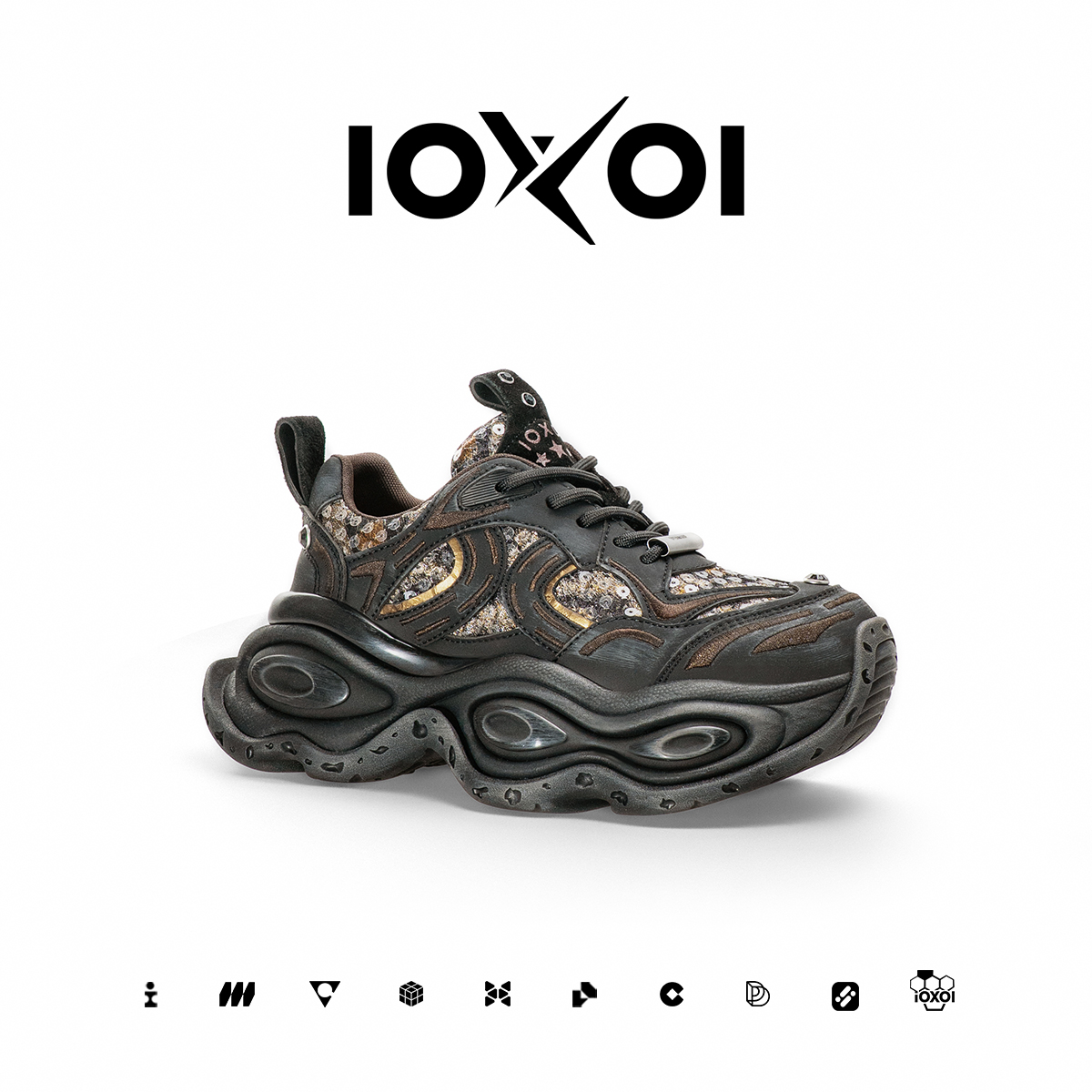 IOXOI【黑金迷踪】厚底休闲老爹