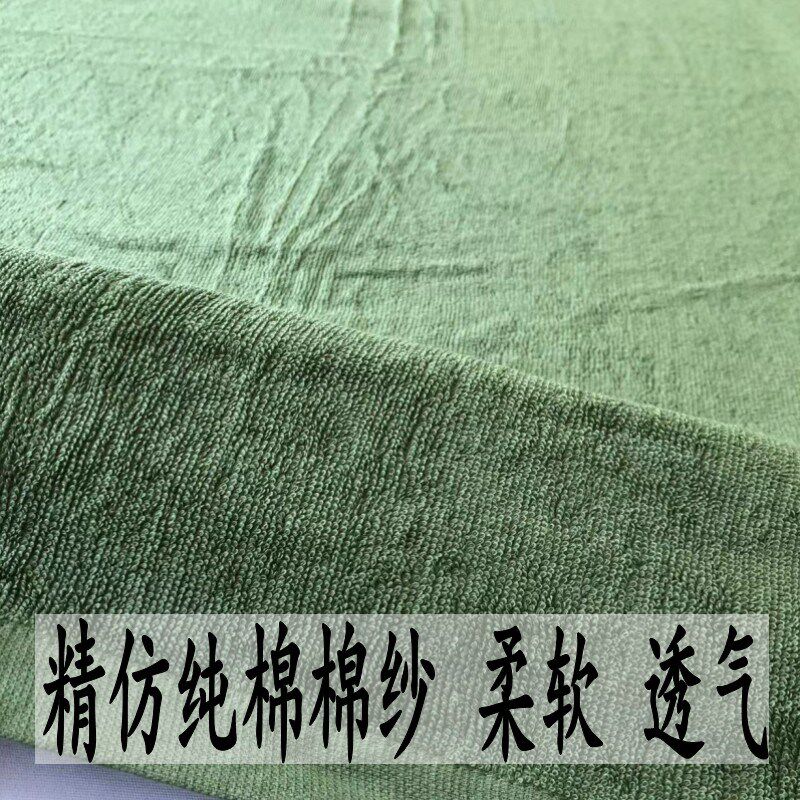 加厚款 橄榄绿毛巾被 夏季z毛巾毯军绿色单人全棉毛巾被空调毯
