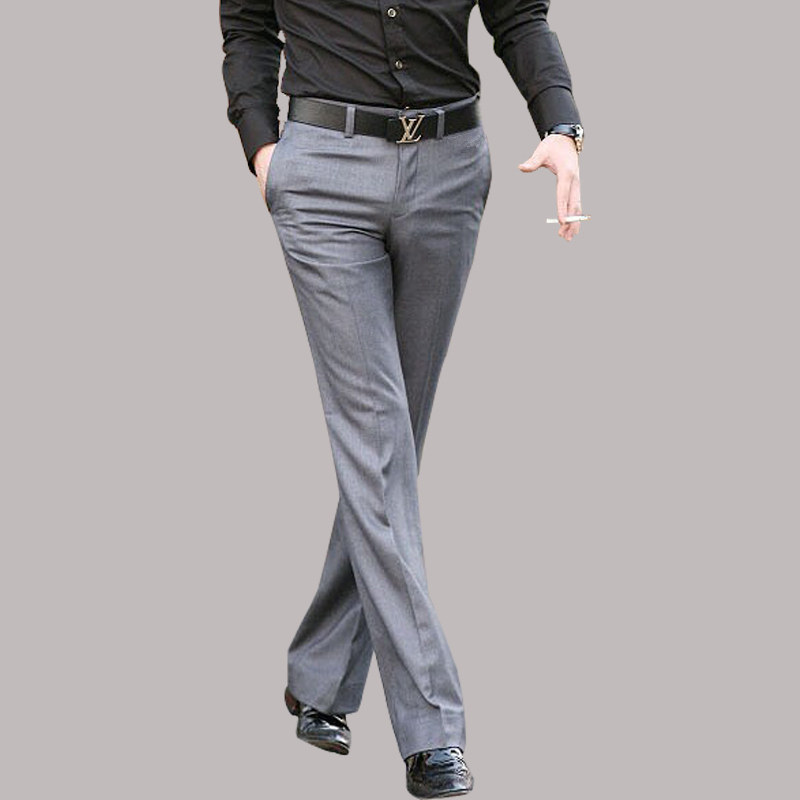 新款西裤男士修身长裤青年商务休闲微喇叭宽裤阔腿裤西装裤免熨烫