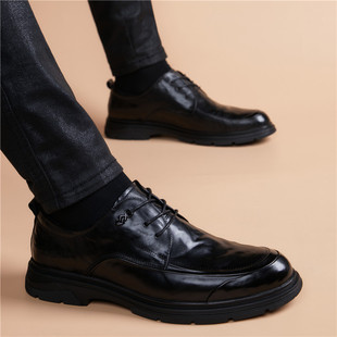 2023新款皮鞋男真皮商务正装男鞋英伦休闲内增高透气软底男士皮鞋