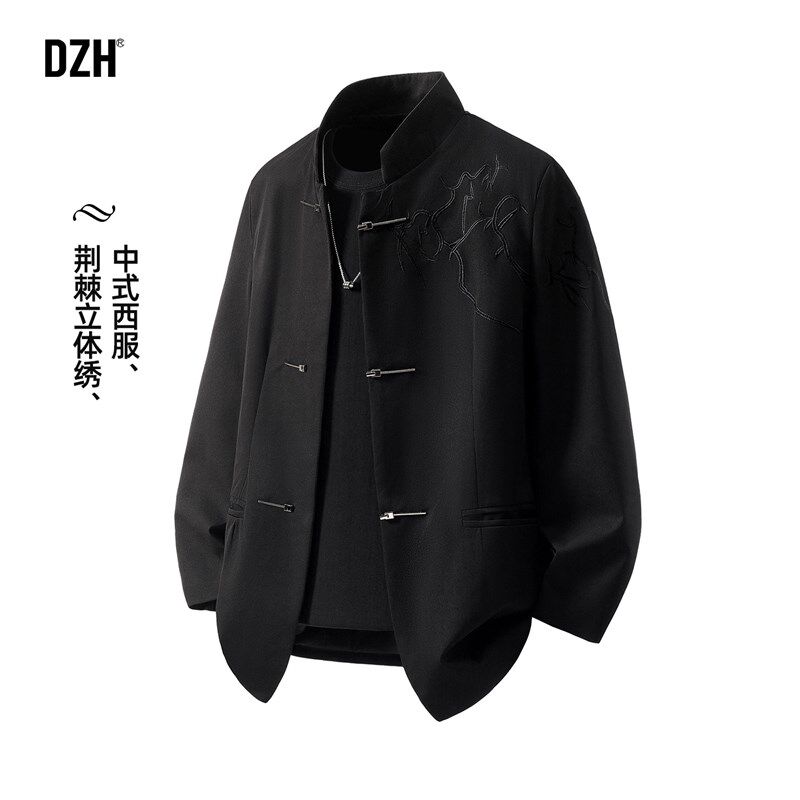 男士新中式礼服国风外套男新款开衫外搭古风男装衣服结婚中式西服