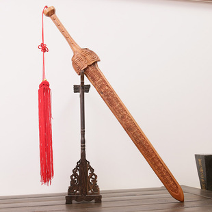 桃木剑轩辕剑古剑五雷q剑木雕挂件新居老宅商铺开业办公室摆件