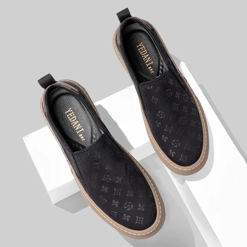 冰丝布鞋男鞋夏季透气薄款一脚蹬休闲板鞋黑色帆布鞋男士豆豆鞋潮