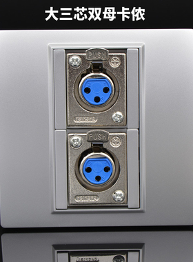 赛唯莱特86型多媒体大三芯麦克风话筒面板二位母卡侬音频音响插座