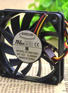台湾EVERFLOW R126010BU 6010 6CM 12V 0.25A双滚珠 大风量 风扇