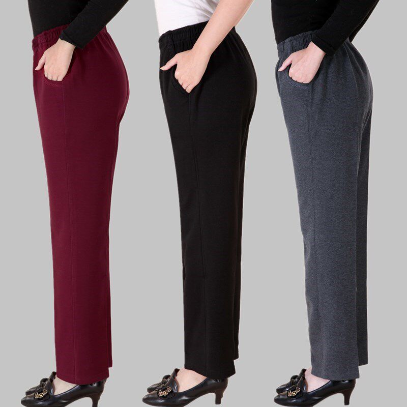 妈妈裤子春秋直筒裤中年女裤外穿长裤宽松舒适大码中老年人运动裤