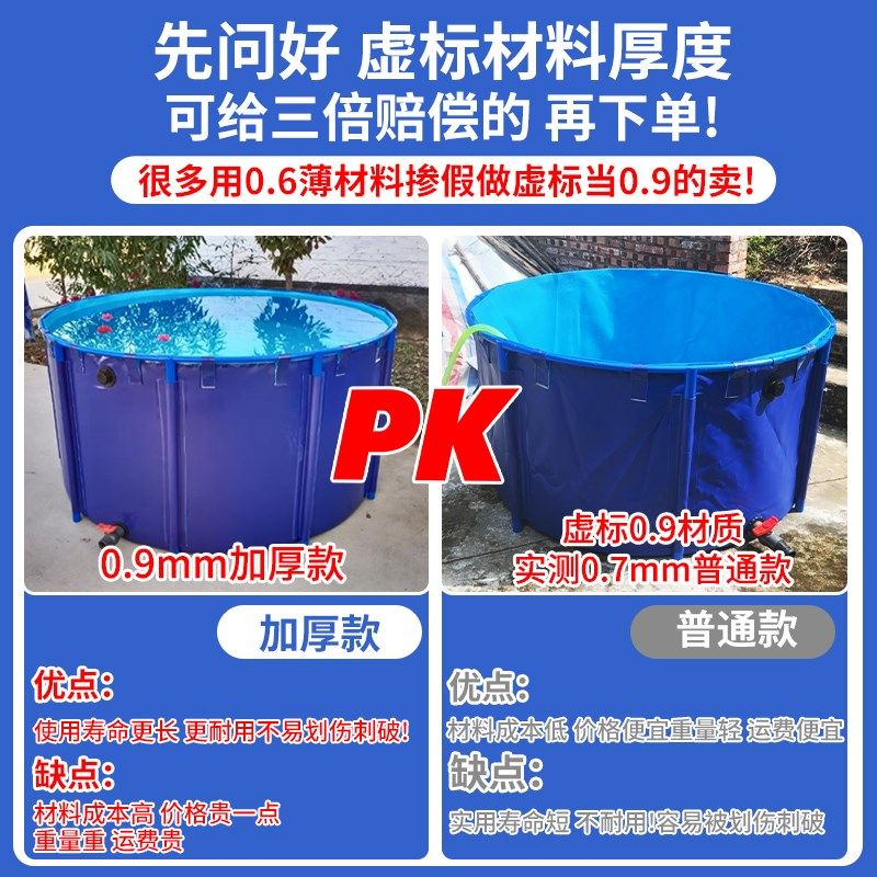 圆形帆布鱼池加厚带支架折叠x蓄养殖锦鲤水池防水布游泳池养殖水