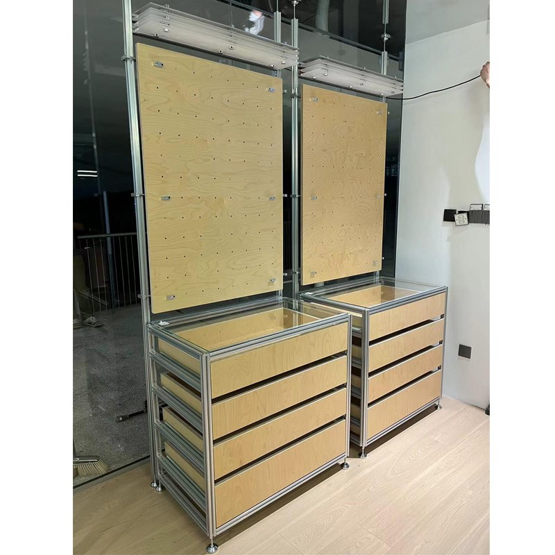 定制鞋店发光洞洞板展示抽屉柜鞋子收纳架装O修装饰鞋架墙面挂架
