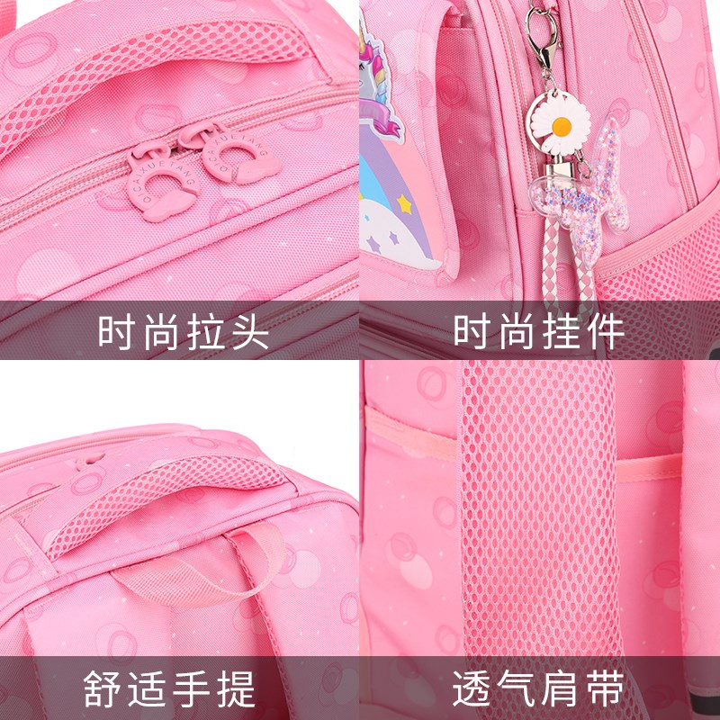 儿童女拉杆书包小学生1到3-6年级2B021新款可拆卸背拉2用6轮爬楼