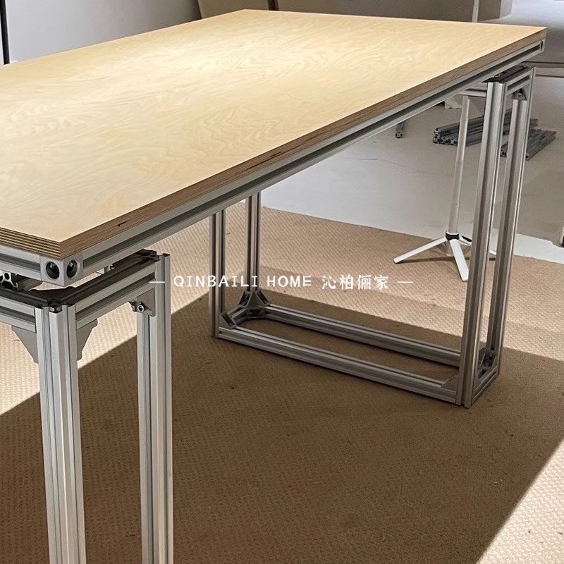工业风海洋板铝型材电脑桌办公桌写F字桌餐桌卧室客厅简约多功能