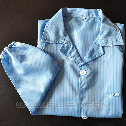 实验室防静电工作服4XL 蓝色条纹大褂 防尘洁净防护服 食品车间服