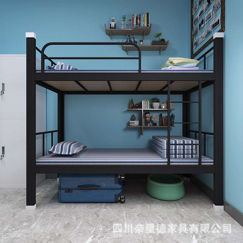 钢制双层铁床 宿舍员工床 加厚卡扣床卯榫结构高低床学生上下铺床