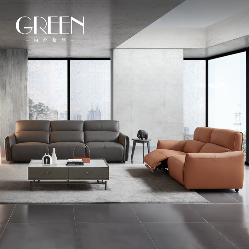 意式极简电动功能真皮沙发头层牛C皮客厅别墅高端家俱大双三人组