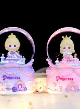 新款少女心魔法旋转木马水A晶球八音摆件学生儿童节礼物