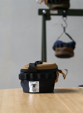 g-odoo露营户外黑色杯套便携袋小巧带拉链小Z物件餐具袋