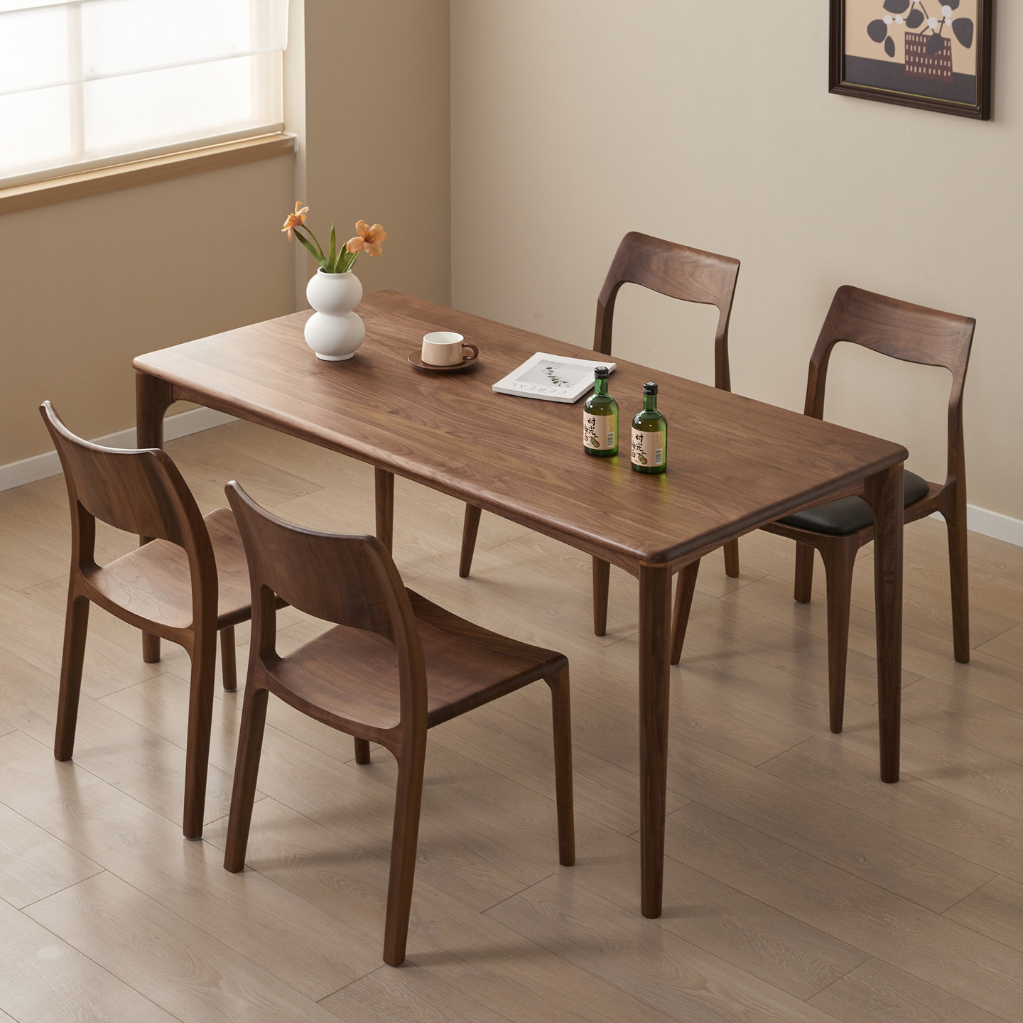 觅识北美黑胡桃木实木餐桌家用客厅工作台写字桌餐厅简约风格餐桌