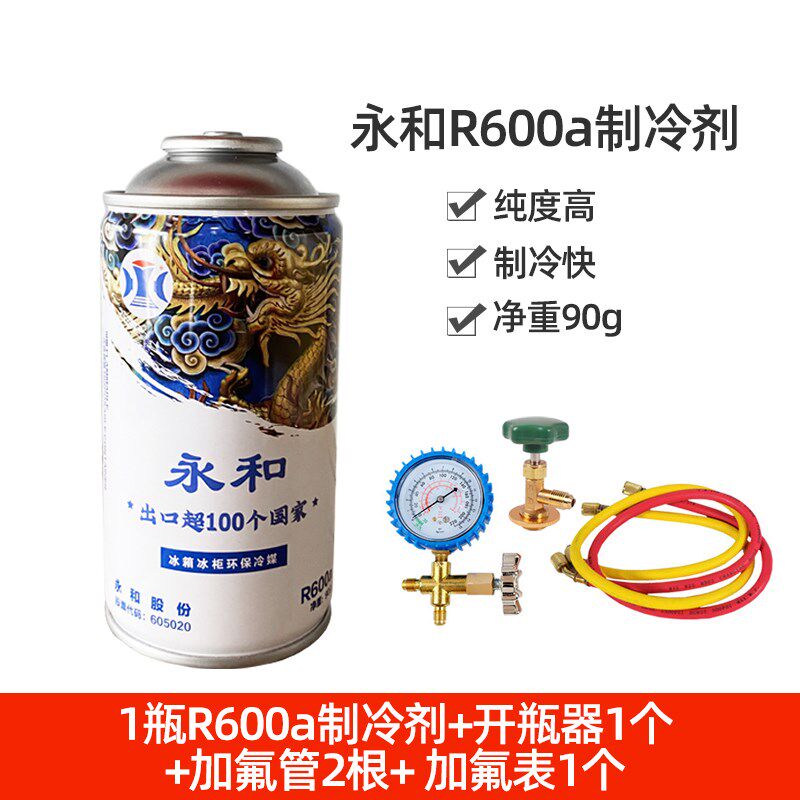 R600a冰箱冷媒雪种100g氟利昂制冷剂冰箱冰种制冷液 加氟工具套装