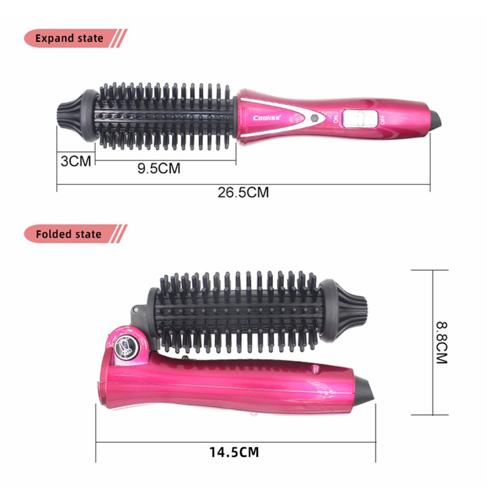折叠卷发器陶瓷电卷梳短发梳子直发内扣造型护发旅行便携卷发棒