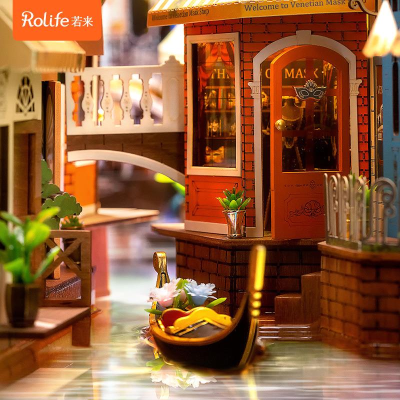 若态若来diy小屋威尼斯书立立体书拼图房子木质模型积木建筑创意