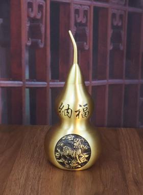 黄铜麒麟葫芦拉丝百福安康葫芦中式办公室装饰铜工艺品家居摆件