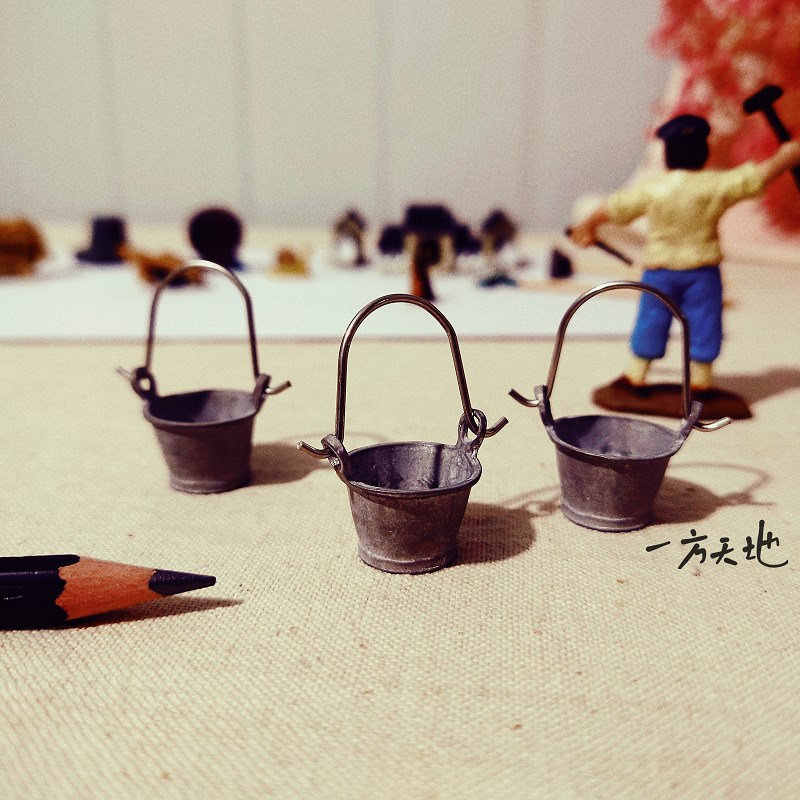 场景模型仿真微缩袖珍农具迷你小水桶微景沙盘道具造景装饰摆件
