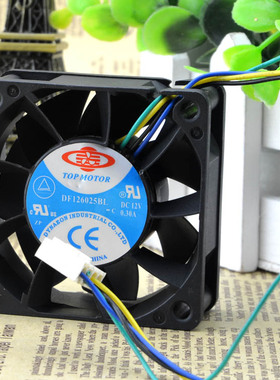 台湾正久6025 6CM 12V0.80A双滚珠暴力PWM控速四线风扇DF126025BU