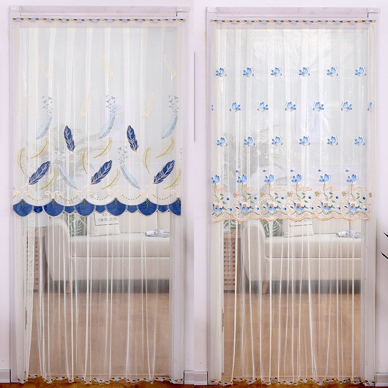 家用魔术贴门帘布艺隔断帘装饰门帘防蚊虫门帘卧室客厅蕾丝门帘