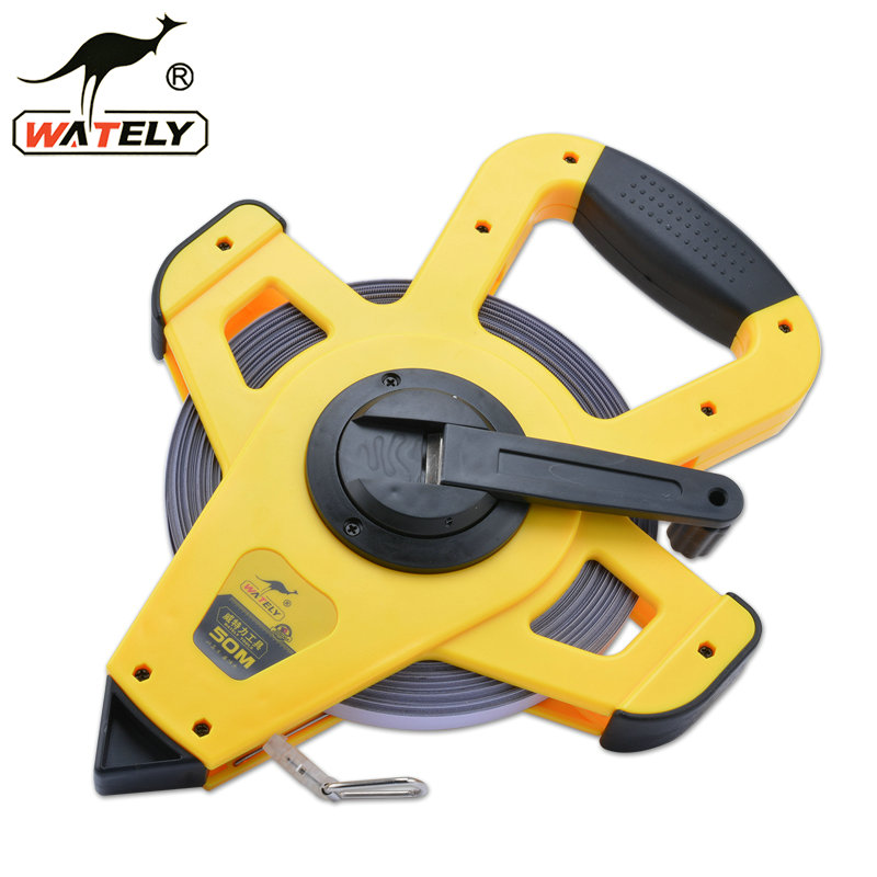 Wately威特力 50米防水架式钢卷尺 尼龙+不锈钢插尺 拉尺 测量尺