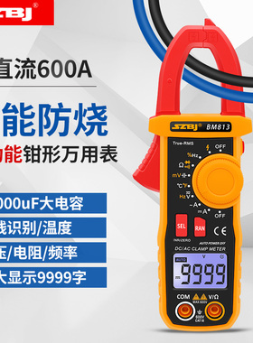 滨江BM813高精度数字钳形万用表600A交直流电流表大电容9999字