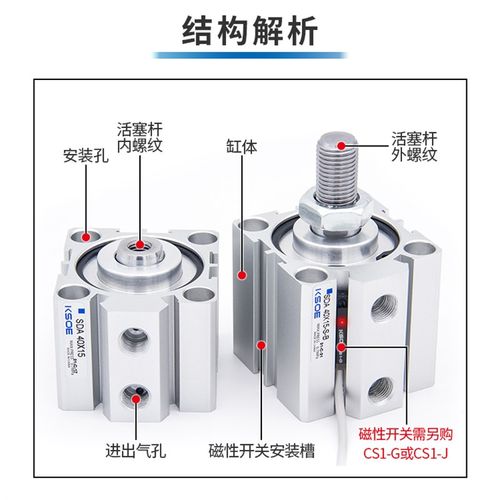 SDA带磁外牙薄型气缸50/63X80*100*5X10X15X20X25X30X40X60/70-SB