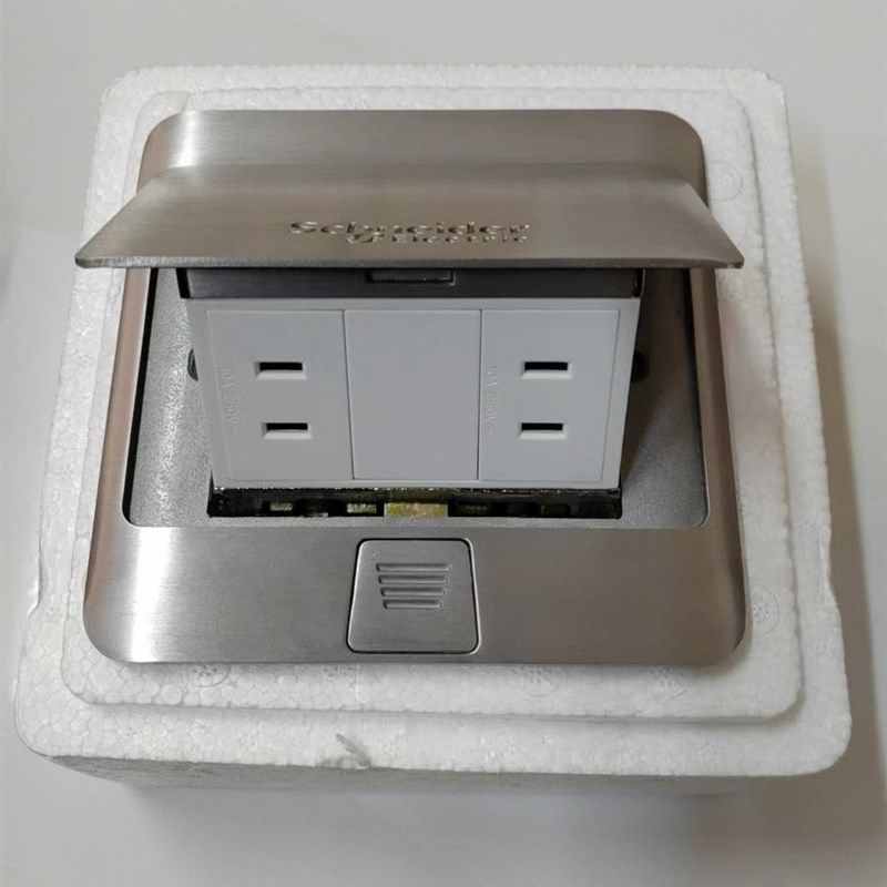 施耐德E226系列铝质  弹出式 阻尼 四孔地插 地面插座