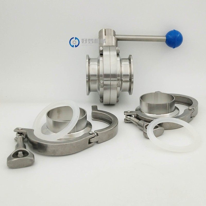 304卫生级快装蝶阀套装/不锈钢蝶阀/1快装蝶阀+2卡箍+2接头+2垫片