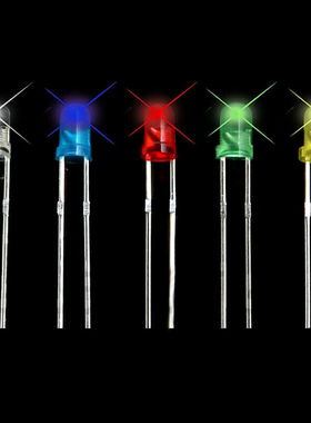 3/5mm LED发光二极管盒装 发光管 F3/F5红黄蓝绿白500只每色100只