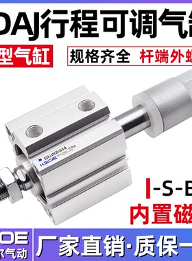薄型可调气缸带磁外牙SDAJ12/16X20/25/32/40X50/63/80/100-30-SB